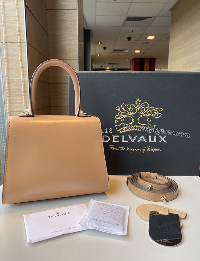 Delvaux全新雙環頂級brilliant box皮奶茶色手提女包 德爾沃專櫃brilliant小號手袋 bxs1073